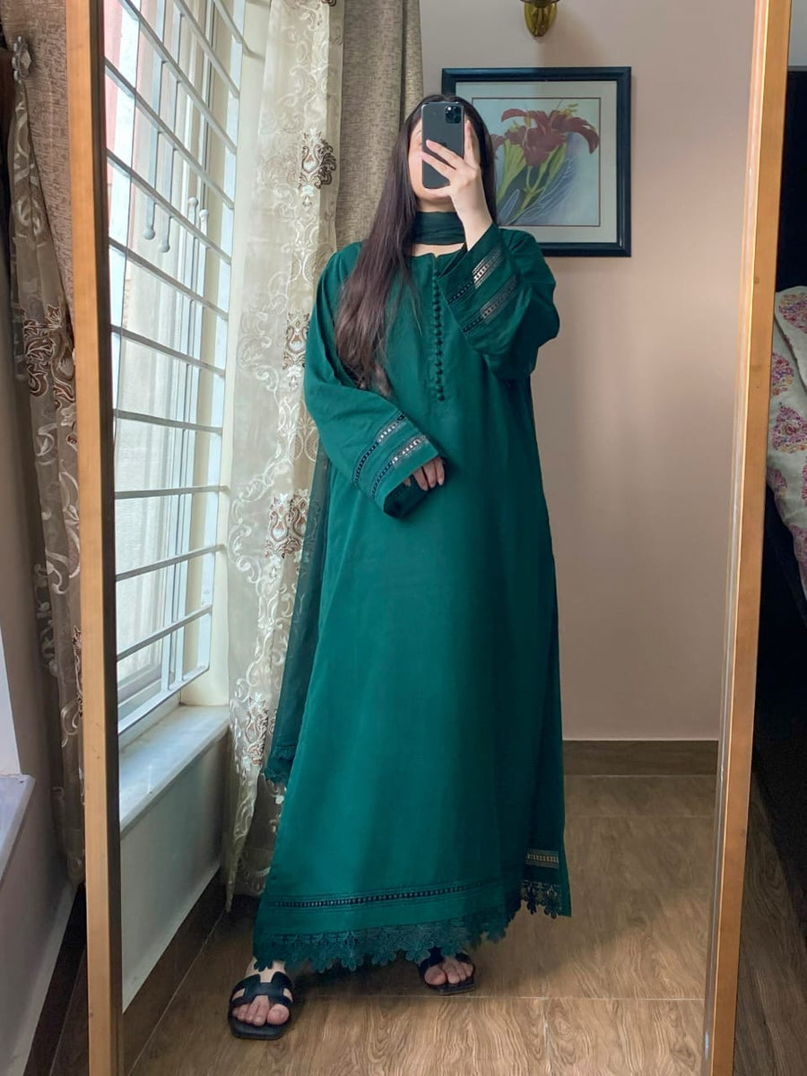 ALVIN 3pc-Solid Cotton Dress