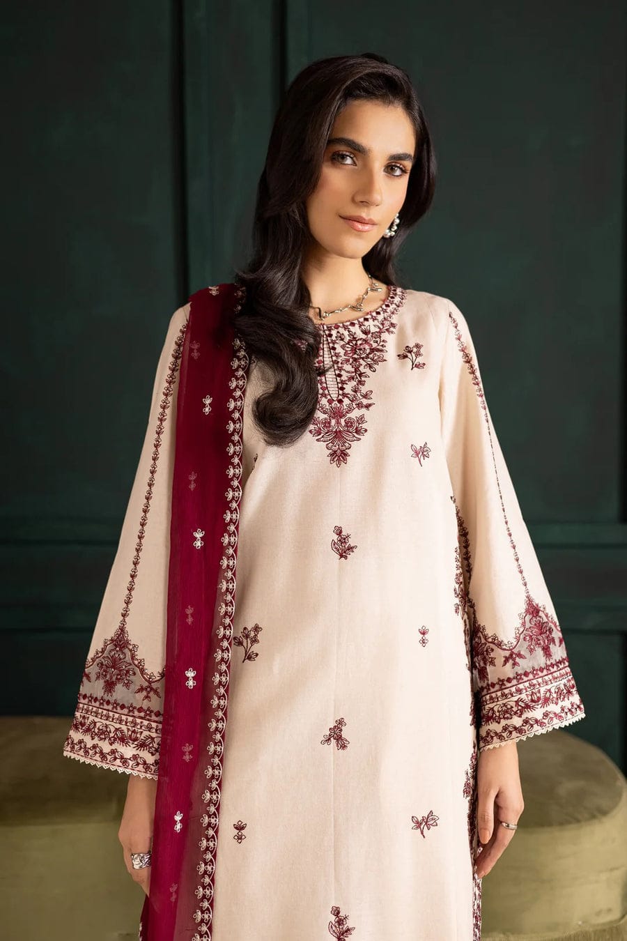 Ivory Rua 3Pc - Embroidered Dress