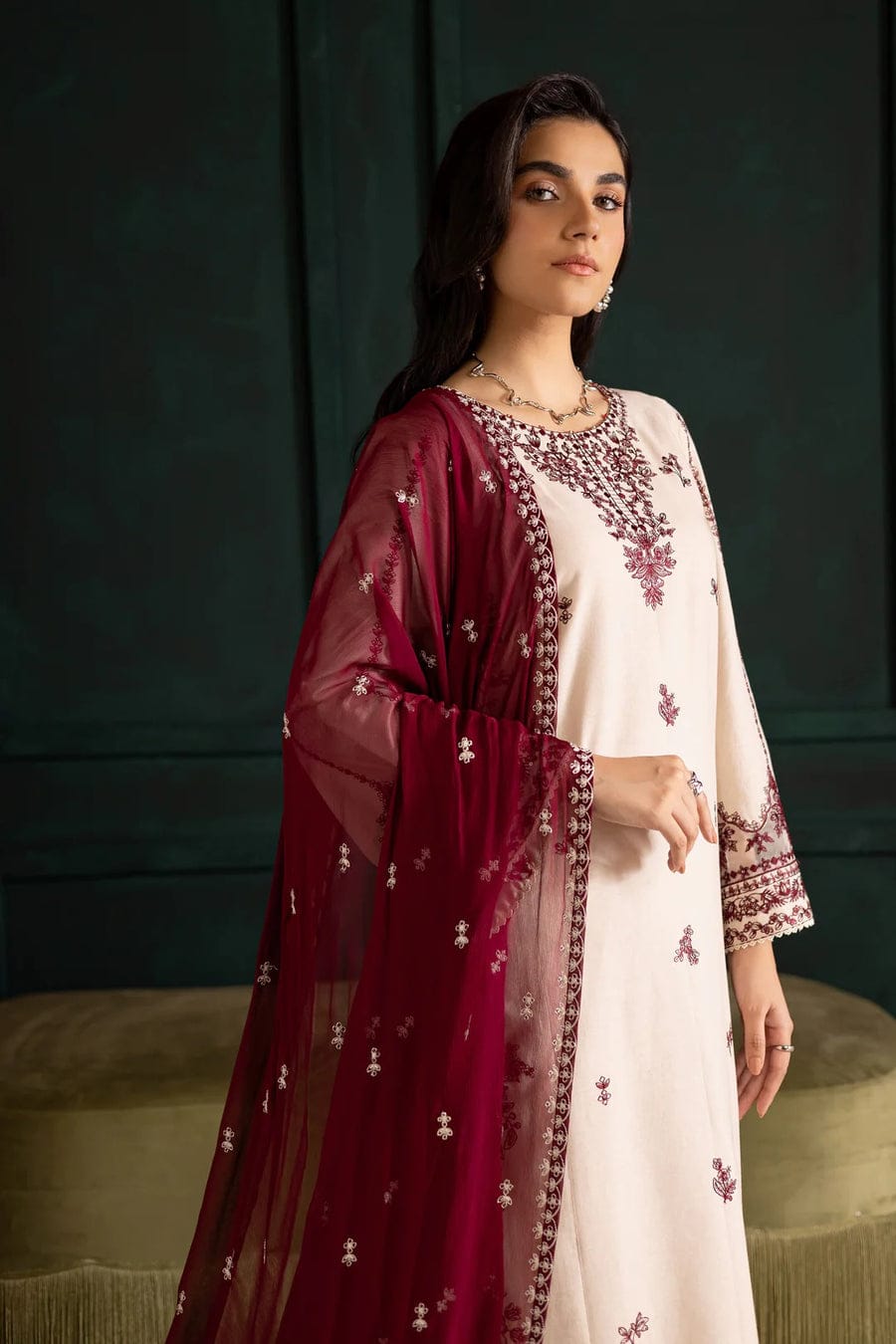 Ivory Rua 3Pc - Embroidered Dress
