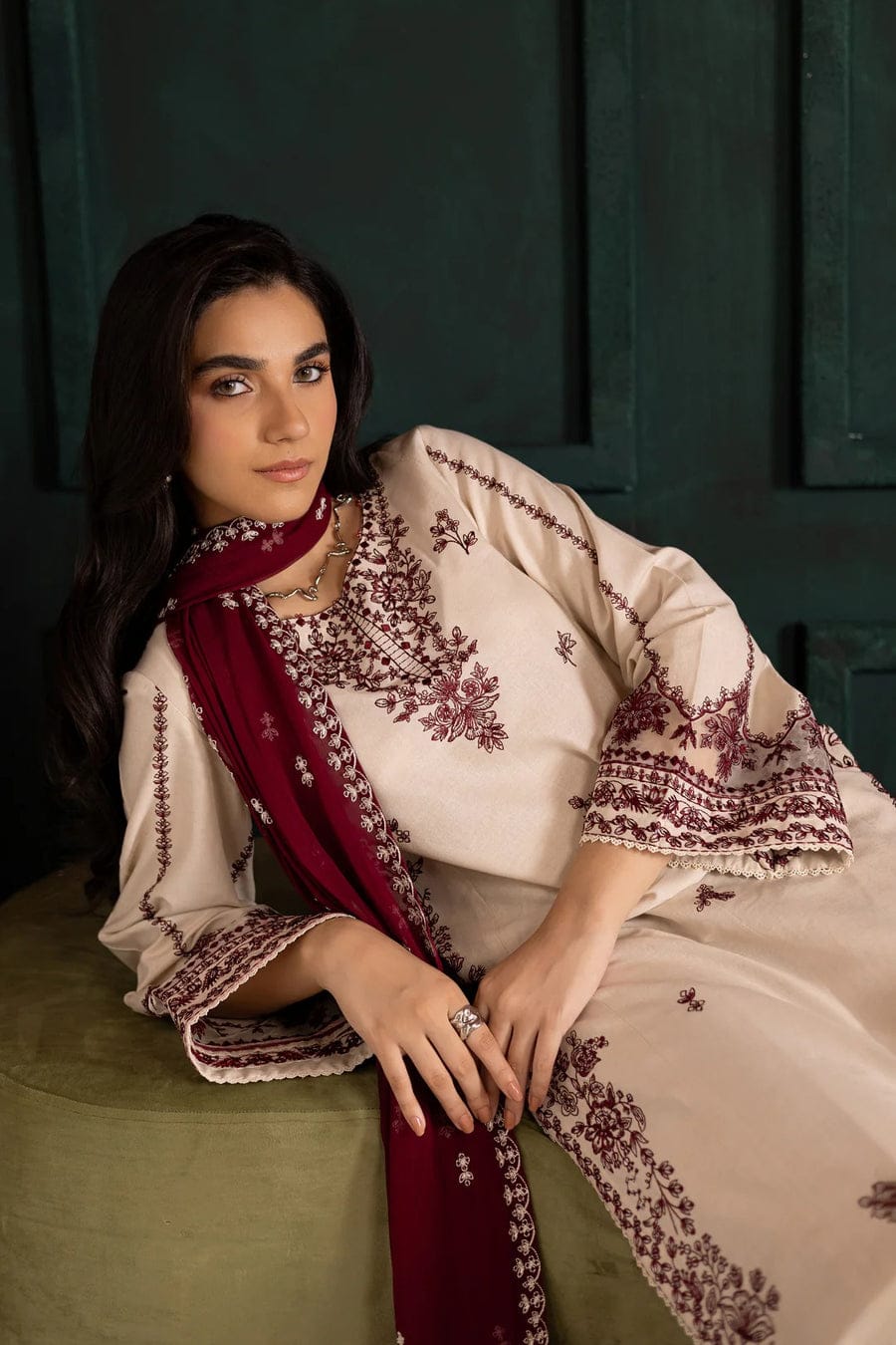Ivory Rua 3Pc - Embroidered Dress