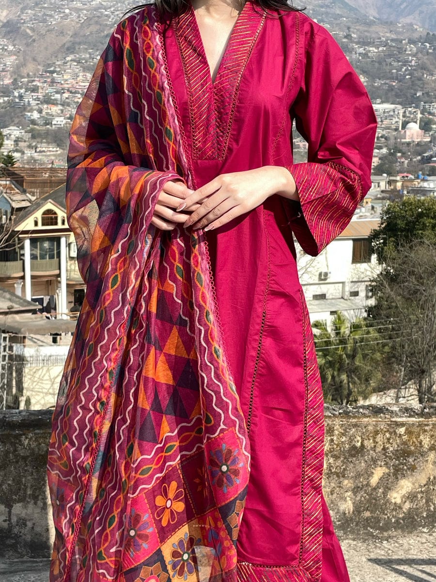 JANAN 3PC-Multi Embroidered Dress