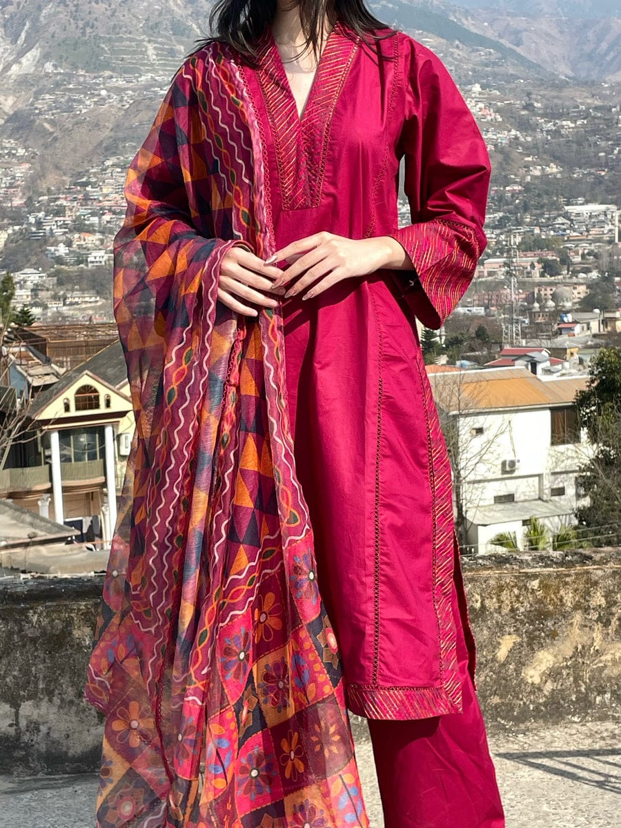 JANAN 3PC-Multi Embroidered Dress